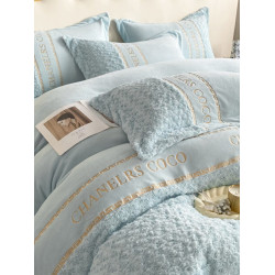 小紅書推薦裸睡加厚牛奶絨刺綉床上四件套珊瑚寶寶絨床單被套床包