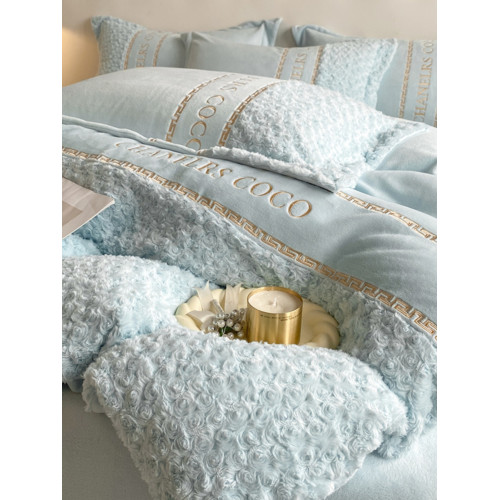 小紅書推薦裸睡加厚牛奶絨刺綉床上四件套珊瑚寶寶絨床單被套床包