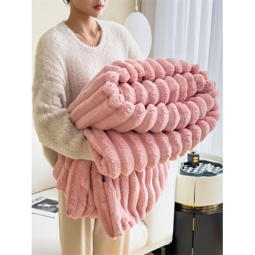 兔毛絨毛毯午睡辦公室毯子冬季加厚珊瑚絨沙發蓋毯學生宿捨兔絨毯