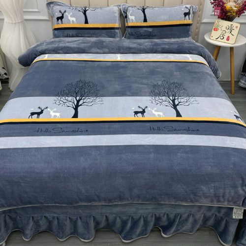 加絨牛奶絨四件套2026新款冬季加厚雙面珊瑚絨被套床上法蘭絨床單