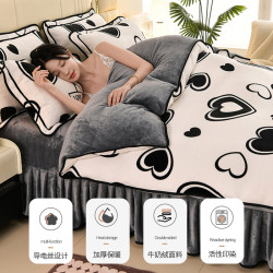 加厚牛奶絨床上四件套冬天季雙面加絨法蘭絨被套珊瑚絨床單床裙款