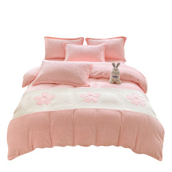 冬季牛奶絨四件套寶寶絨床單床包式雙面珊瑚絨被套公主風床上用品