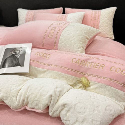 冬季簡約牛奶絨四件套雙拼色雕花刺綉珊瑚絨被套臥室宿捨床三件套 冬季簡約牛奶絨四件套雙拼色雕花刺綉珊瑚絨被套臥室宿捨床三件套