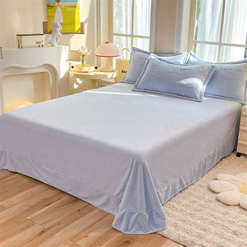 2024新款高級牛奶絨四件套刺綉珊瑚絨加厚保暖裸睡雙面絨被罩床包