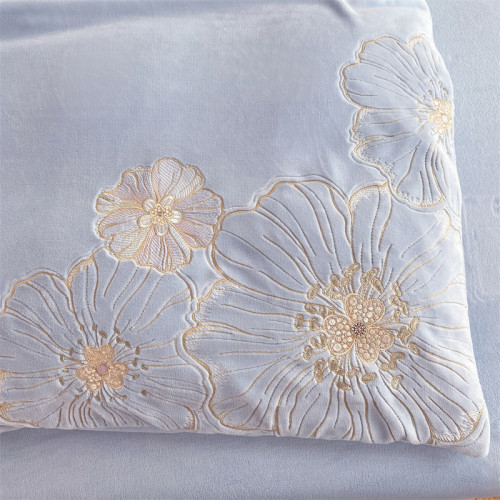 2024新款高級牛奶絨四件套刺綉珊瑚絨加厚保暖裸睡雙面絨被罩床包