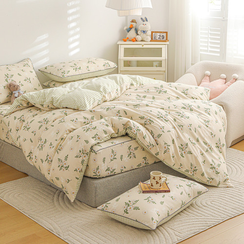 新款夾棉床包款四件套全棉純棉四季通用清新碎花被套加厚床上用品
