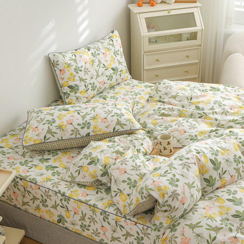 新款夾棉床包款四件套全棉純棉四季通用清新碎花被套加厚床上用品