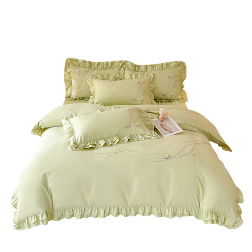 四季棉床上四件套純棉全棉韓式立體綉花被套柔軟親膚枕套床裙花邊