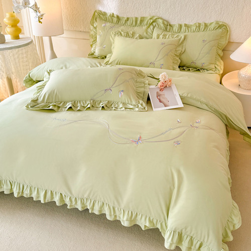 四季棉床上四件套純棉全棉韓式立體綉花被套柔軟親膚枕套床裙花邊