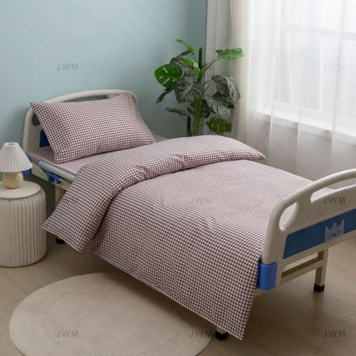 純棉床上三件套醫院格格床單被套枕套診所養老院美容院學生宿捨用 純棉床上三件套醫院格格床單被套枕套診所養老院美容院學生宿捨用