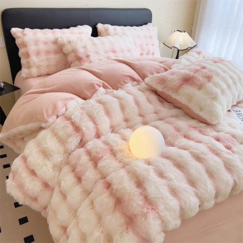 小紅書推薦裸睡加厚兔毛絨床單床包四件套床上牛奶絨被套被罩冬季