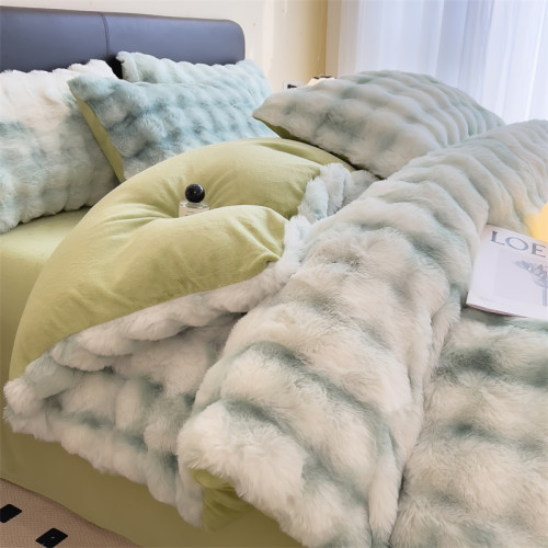 小紅書推薦裸睡加厚兔毛絨床單床包四件套床上牛奶絨被套被罩冬季