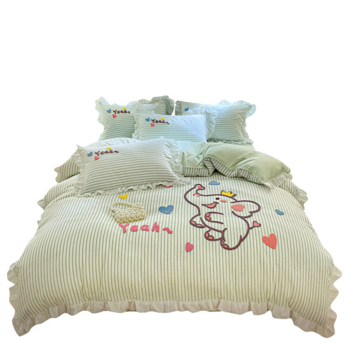 小紅書推薦可愛卡通裸睡純棉床單被套四件套全棉床上被罩床包款