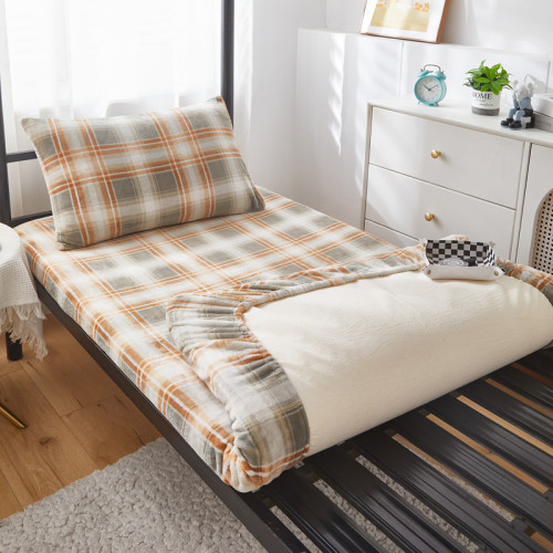 A類牛奶絨學生宿捨床上三件套床包款冬季加厚雙面珊瑚絨被套床單3