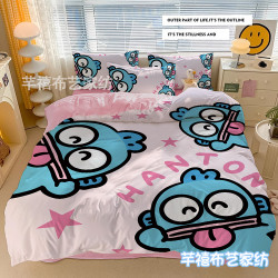 卡通小醜魚兒童可愛床包式四件套學生宿捨床上用品被套床單三件套