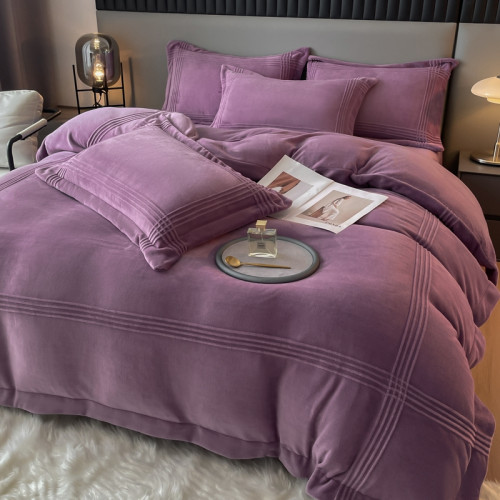 出口澳洲冬季輕奢加絨牛奶絨四件套雙面絨珊瑚絨被罩加厚床單