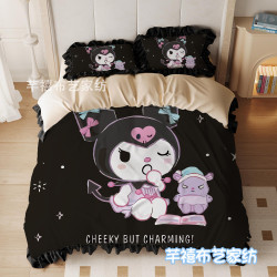 ins可愛風花邊卡通四件套網紅庫洛米少女心被套床單笠宿捨三件套