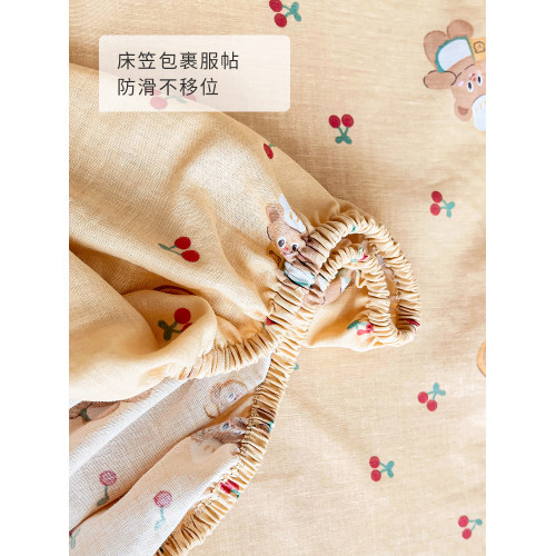 A類母嬰級雙層紗四件套純棉1.2m1.5/1.8米兒童床單被套單人三件套