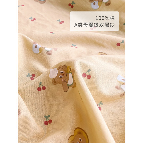 A類母嬰級雙層紗四件套純棉1.2m1.5/1.8米兒童床單被套單人三件套