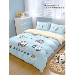 線條小狗純棉四件套全棉卡通可愛被套兒童學生宿捨床上用品三件套