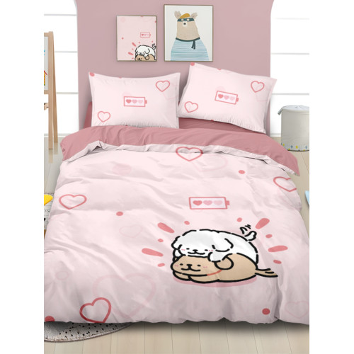 線條小狗純棉四件套全棉卡通可愛被套兒童學生宿捨床上用品三件套