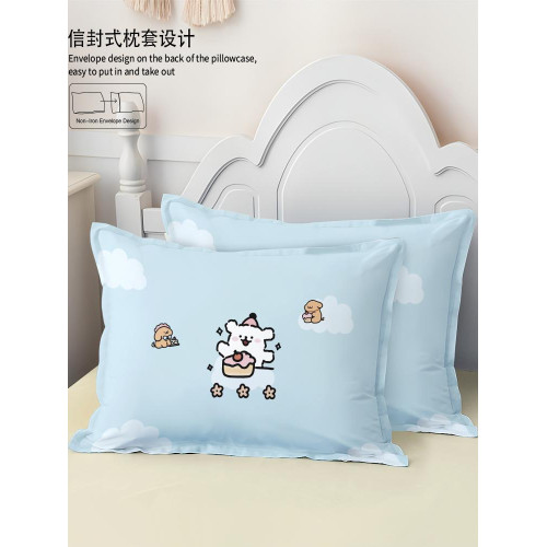 線條小狗純棉四件套全棉卡通可愛被套兒童學生宿捨床上用品三件套