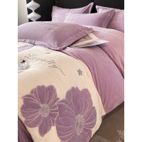 冬季速暖刺綉牛奶絨四件套加厚雙面絨加絨床單被套防滑床包床罩款