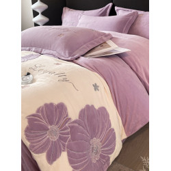 冬季速暖刺綉牛奶絨四件套加厚雙面絨加絨床單被套防滑床包床罩款