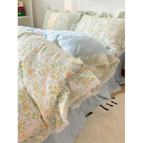 法國JK輕奢公主風純棉床裙四件套秋冬小碎花邊被套床單全包圍床包 法國JK輕奢公主風純棉床裙四件套秋冬小碎花邊被套床單全包圍床包