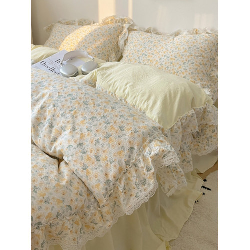 法國JK輕奢公主風純棉床裙四件套秋冬小碎花邊被套床單全包圍床包 法國JK輕奢公主風純棉床裙四件套秋冬小碎花邊被套床單全包圍床包