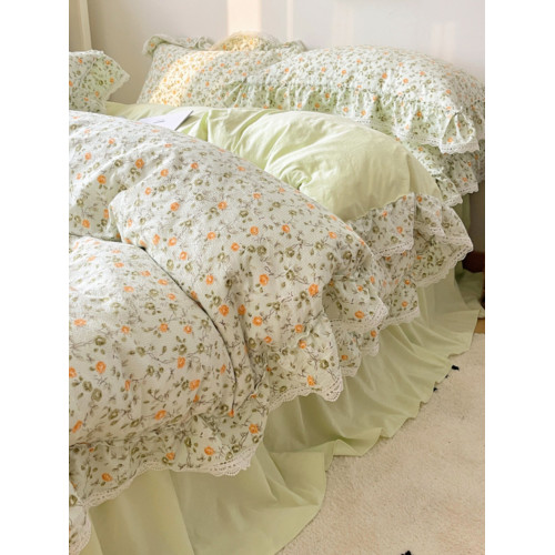 法國JK輕奢公主風純棉床裙四件套秋冬小碎花邊被套床單全包圍床包 法國JK輕奢公主風純棉床裙四件套秋冬小碎花邊被套床單全包圍床包