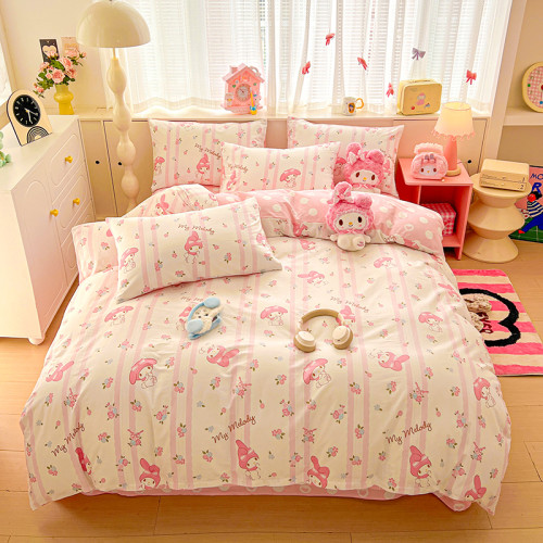 吉伊卡哇純棉四件套chiikawa烏薩奇小八學生宿捨全棉床上三件套女