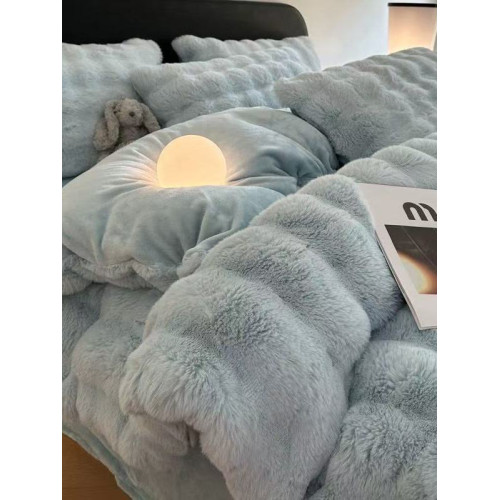 冬季兔兔絨牛奶絨被套加厚雙面法蘭絨被罩冬天加絨珊瑚絨被單床品