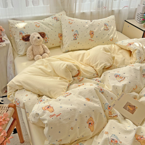 A類床品超柔軟高克重被套床單四件套純棉全棉床上宿捨三件套床包