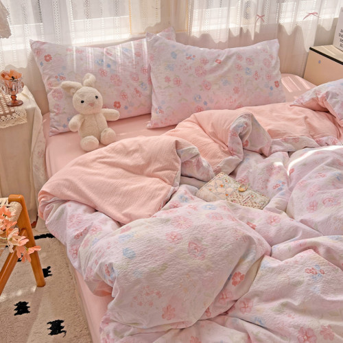A類床品超柔軟高克重被套床單四件套純棉全棉床上宿捨三件套床包