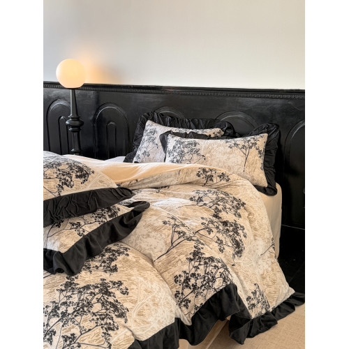 法式復古風雕花牛奶絨床上四件套保暖珊瑚絨被套床單床包款三件套