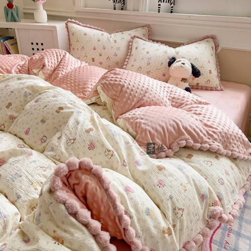 秋冬加厚豆豆絨被套單件雙面牛奶絨被罩加厚保暖被罩學生宿捨可用