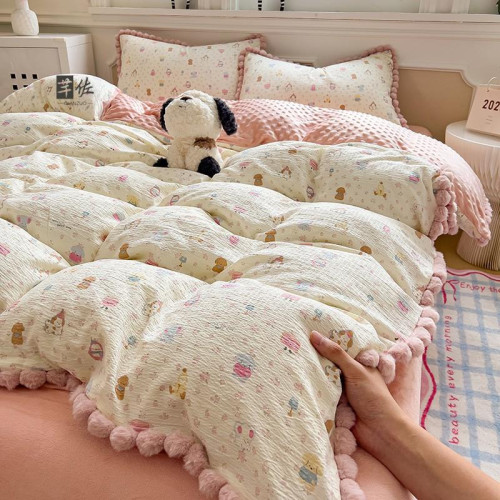 秋冬加厚豆豆絨被套單件雙面牛奶絨被罩加厚保暖被罩學生宿捨可用