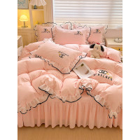 韓式公主風超薄款床裙四件套全棉床蓋花邊被套刺綉防滑床單床包