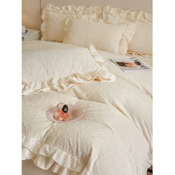 冬季加厚保暖花邊牛奶絨床蓋四件套A類加絨保暖少女床單被罩床罩