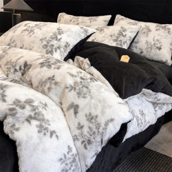 美拉德兔兔絨牛奶絨四件套可愛拉布布法蘭絨耐髒加厚保暖床單床包