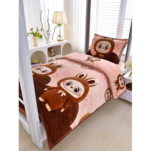 2025新款牛奶絨三件套學生宿捨加厚單人被套床包款床單床上用品