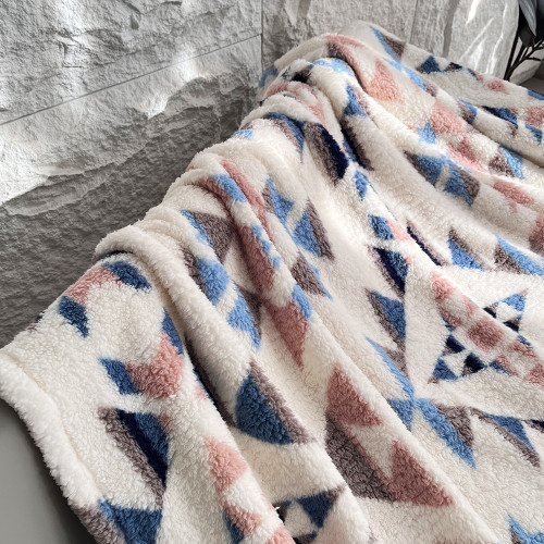 原38美刀！雙面夏爾巴絨大號費爾島風戶外露營蓋毯沙發毯保暖毛毯