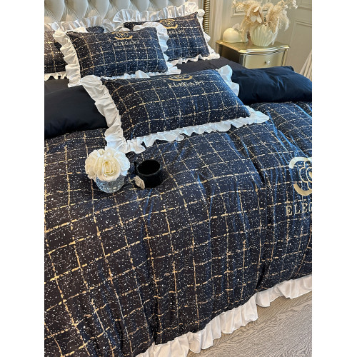 法式復古小香風加厚全棉磨毛四件套公主風純棉床單被罩套床品套件