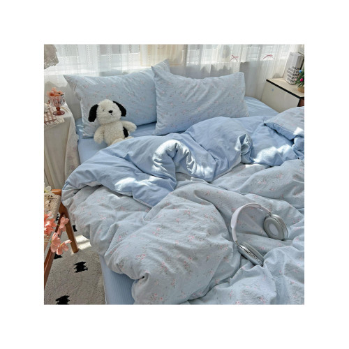 出口A類全棉四件套小清新被套純棉學生床單宿捨床上四季碎花少女