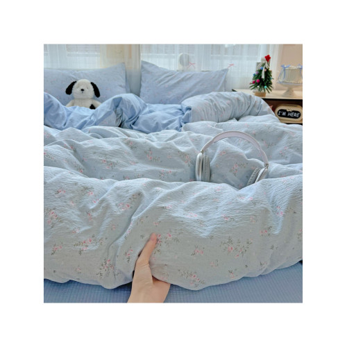 出口A類全棉四件套小清新被套純棉學生床單宿捨床上四季碎花少女