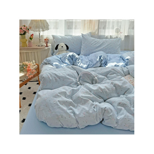 出口A類全棉四件套小清新被套純棉學生床單宿捨床上四季碎花少女