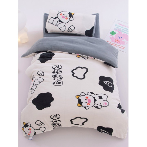 幼兒園被子三件套加厚冬季牛奶絨被套保暖午睡嬰兒寶寶床上用品褥