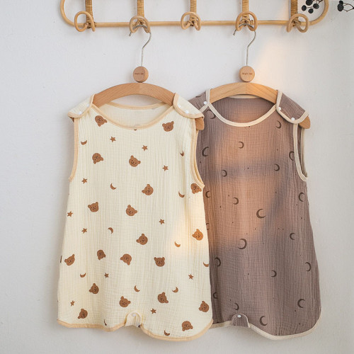 新品前四後二棉紗布背心睡袋無袖柔軟透氣夏季薄款防踢被