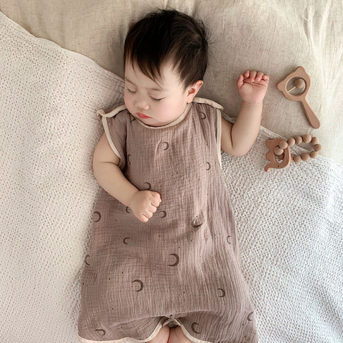 新品前四後二棉紗布背心睡袋無袖柔軟透氣夏季薄款防踢被